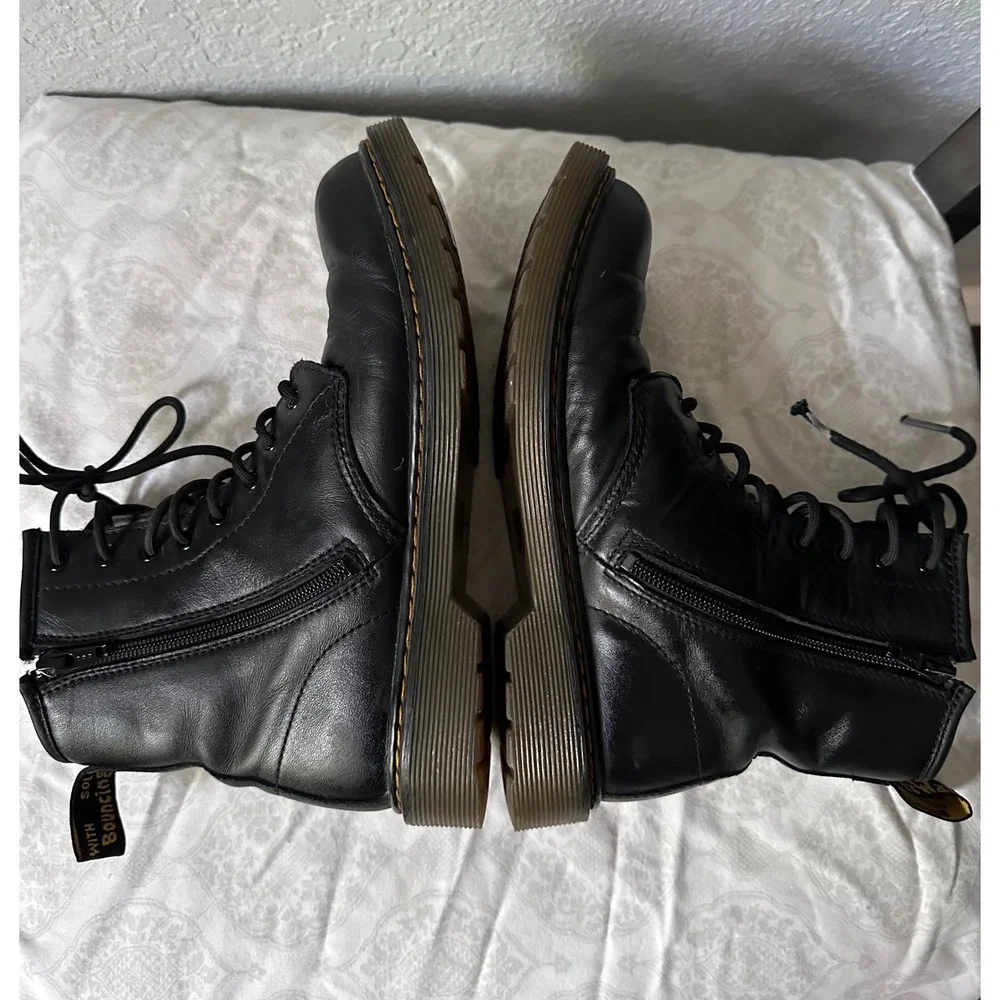 Dr. Martens 1460 Y Youth Boots Black Leather Side Zip Size 6 Big Kid Women 7